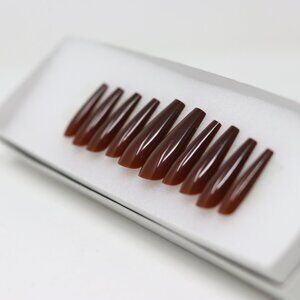 Press On Nails Long Coffin Shape "Brownie Points"